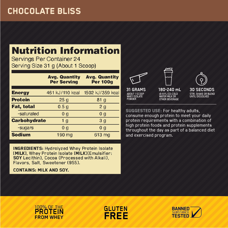 GOLD STANDARD 100% ISOLATE BY OPTIMUM NUTRITION