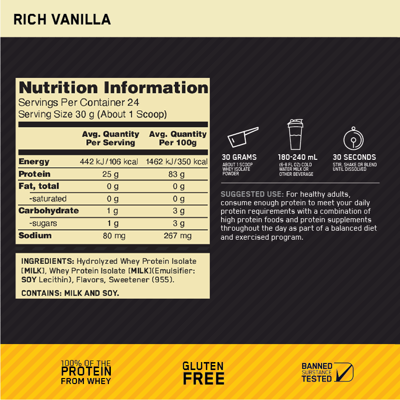 GOLD STANDARD 100% ISOLATE BY OPTIMUM NUTRITION